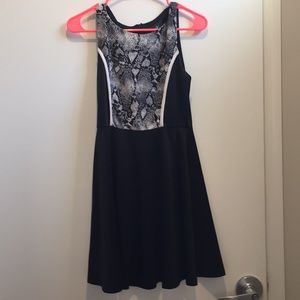 Black Babydoll dress with snakeskin detail